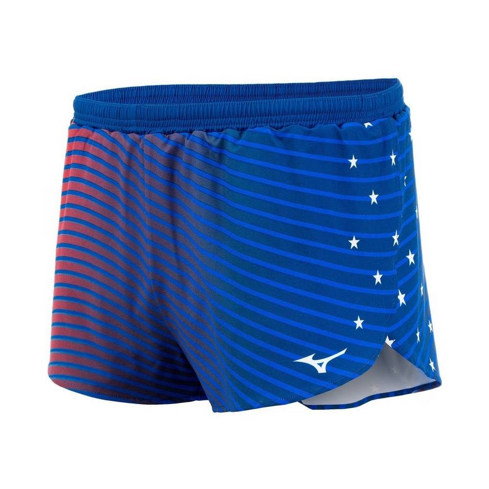 Panske Šortky Mizuno 2" Patriotic Bezecke Námornícka Modrá Vypredaj ISQP26048